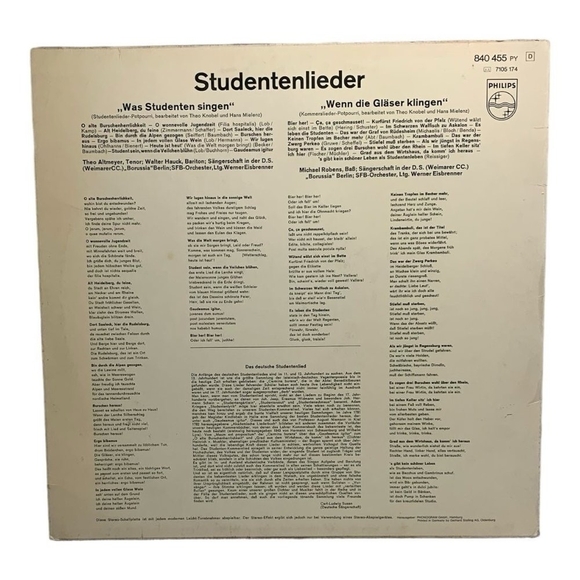 LP Theo Knobel, Hans Mielenz - Studentenlieder Vinyl Record - Picture 2 of 2